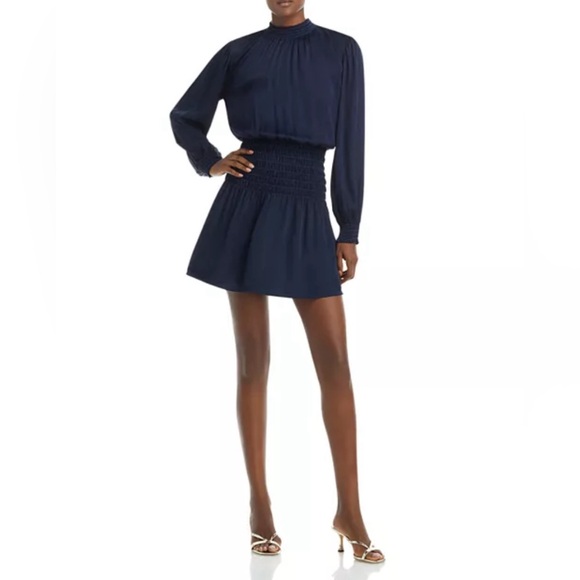 BELLA DAHL • Smocked Mini Dress • Navy Blue - Picture 3 of 13